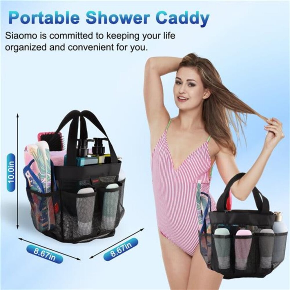 Mesh Shower Caddy,Tote Bag for College Dorm,Bathroom,8 Pocket - Picture 6 of 7